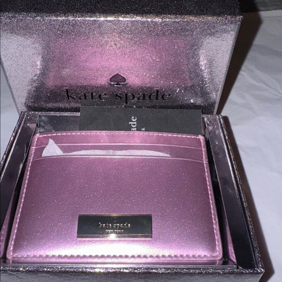 Kate Spade Metallic Quartz Pink Card Holder - Picture 2 of 10